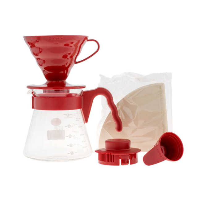 HARIO Coffee Brewing Kit V60 Plastic Red