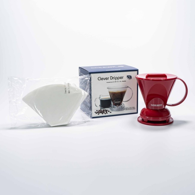 Clever Dripper L - Solid Red + 100 Paper filters - 500ml - V60 Brew Kits