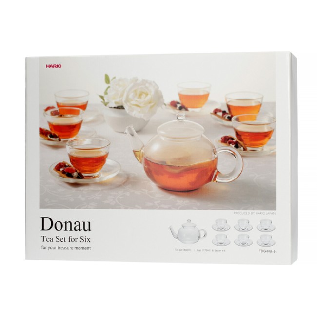 Hario Donau 800 ml Tea Pot + Yunomi Tea Glass Set - Teaware and Accessories