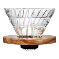 HARIO Coffee Dripper Glass V60 TIP-01 Olive Wood Holder