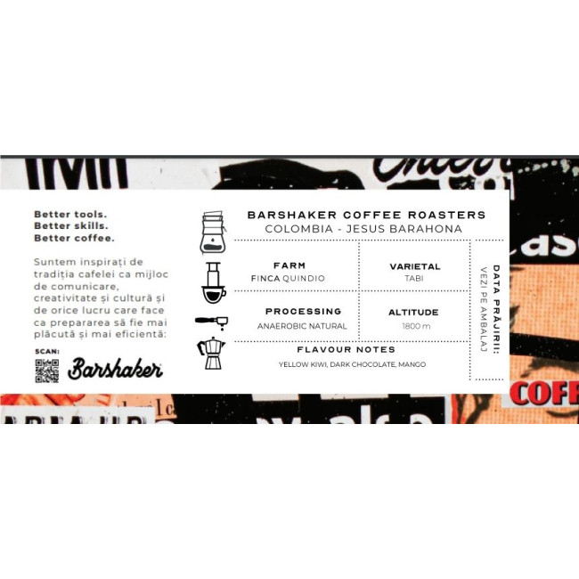 Barshaker Coffee Roasters - Columbia - Jesus Barahona - Anaerobic Natural - Omniroast - 250g