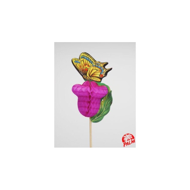 Scobitori decorative 19 cm Fluture pe floare 3D - 100buc/pachet