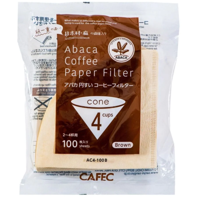 CAFEC ABACA Cone-Shaped Filter Paper 4 Cup - Brown