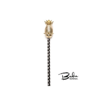Cocktail Kingdom - Lingură de bar Bulu cu capăt în formă de ananas, culoare gunmetal cu vârf auriu, 33,5 cm